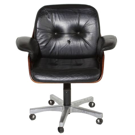 Vintage Office Chair in Rosewood and Black Leather at 1stDibs | vintage ...