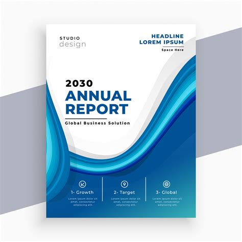 Abstract blue wave business annual report template | Vecteur Gratuite
