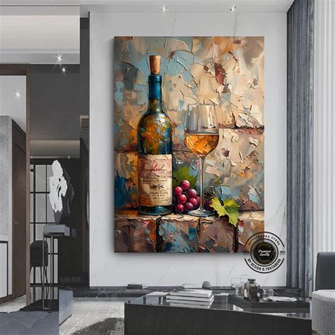 Wine Bottle Canvas Wall Art Wine Glass Canvas Wall Decor Red Wine ...