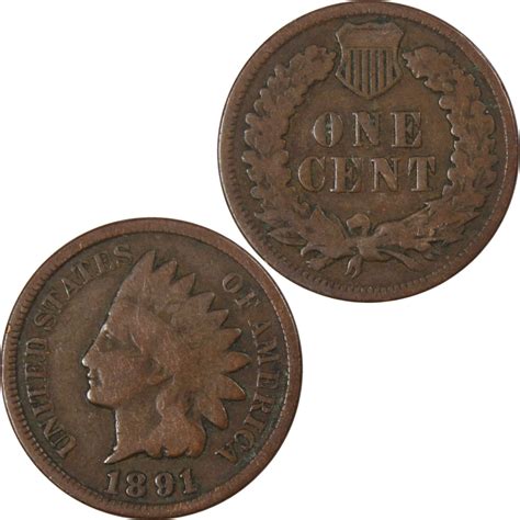 1891 Indian Head Cent Circulated Penny 1c Coin Collectible