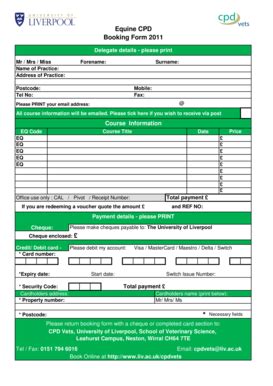 Fillable Online liv ac Equine CPD Booking Form 2011 - University of ...