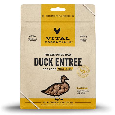 Vital Essentials Freeze-Dried Raw Duck Entree Dog Food Mini Nibs 5.5oz ...