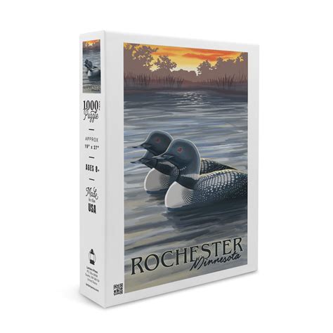 Rochester, Minnesota, Loons and Sunset (1000 Piece Puzzle, Size 19x27 ...