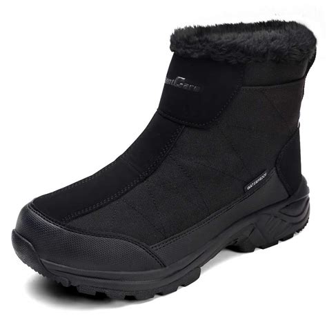 Buy SILENTCARE Men's Warm Snow Boots, Fur Lined Waterproof Winter Shoes ...