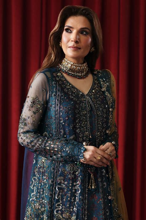 Embroidered Teal Net Pakistani Suit | Nureh Luxury Formal Dress for ...