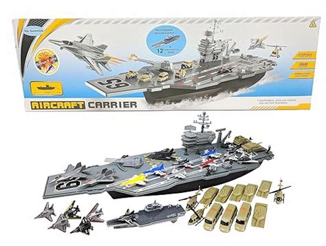 Aircraft Carrier Toy with Warplanes Fighter Jets Launching Planes ...