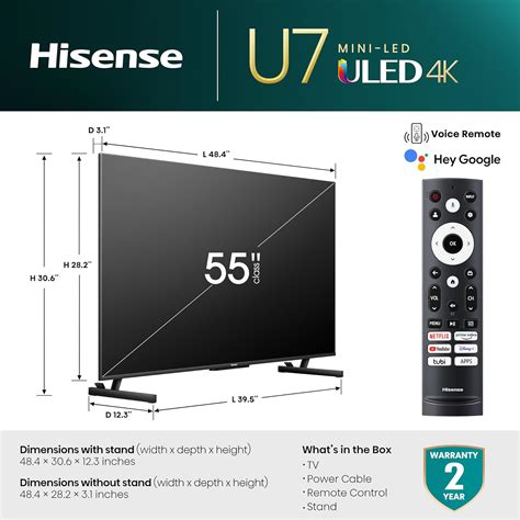Hisense 55-Inch Class U7 Series Mini-LED ULED 4K UHD Google Smart TV ...