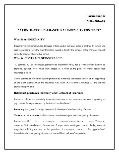 Legal aspect - report - Farhin Sindhi MBA 2016- "A CONTRACT OF ...