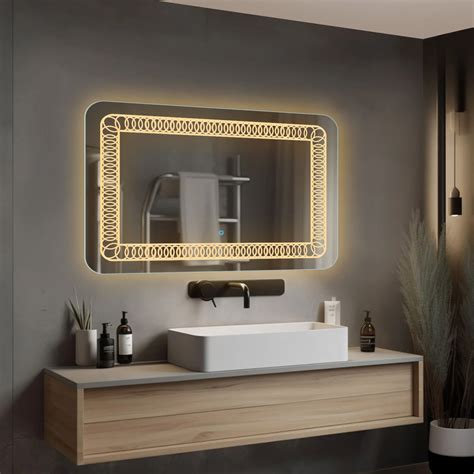 Designer LED Wall Mirror, Warm Light Backlit Rectangular – Flair Glass