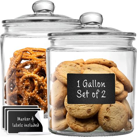 Le'raze 1 Gallon Glass Cookie Jars + Labels & Marker - Set India | Ubuy