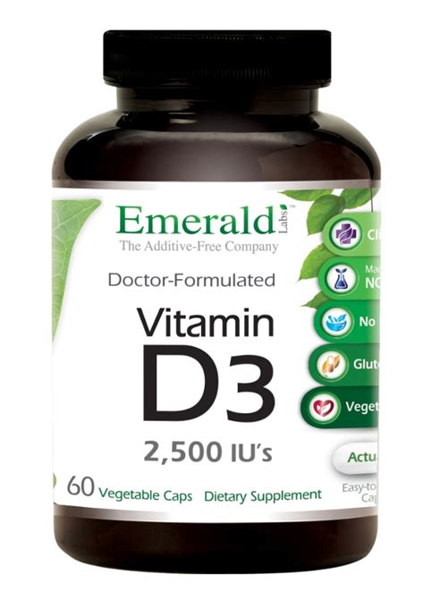 Emerald Labs Vitamin D3 -- 2500 IU - 60 Vegetable Capsules - Vitacost
