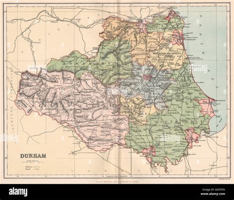 DURHAM. Antique county map, 1893 Stock Photo - Alamy