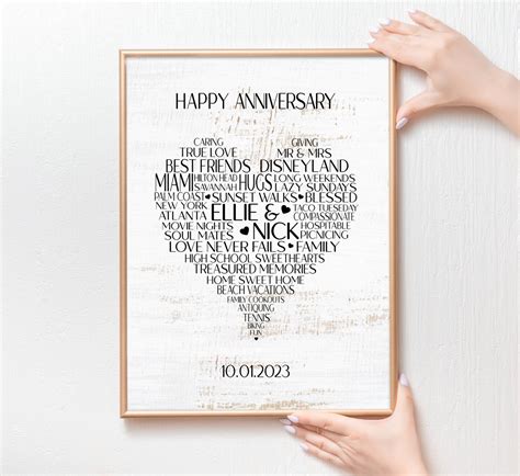 Custom Word Cloud Print for Wedding, Anniversary, Birthday, Graduation ...