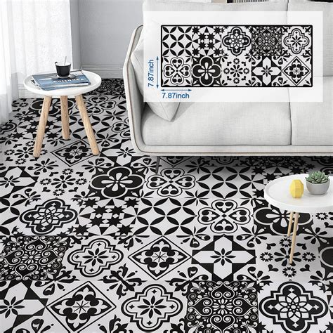 Snapklik.com : Peel And Stick Floor Tile Black And White, Vinyl ...