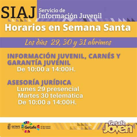 Horarios del SIAJ en Semana Santa