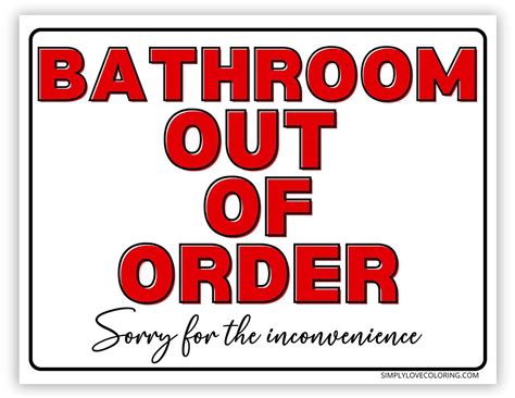 Bathroom Out Of Order Sign Pdf
