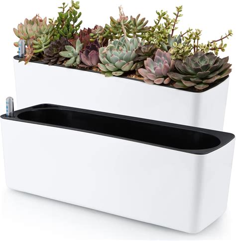 Modern Metal Trough Planter Rectangle Succulent Planter Box - 32 ...