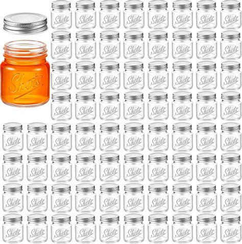 Amazon.com | Tessco 72 Pcs Mini Mason Jar Shot Glasses with Lids 2 oz ...