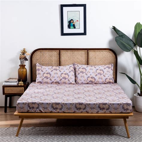 Premium Cotton King Size Elastic Bed Sheet- Rustic Rose - HeavenBirds