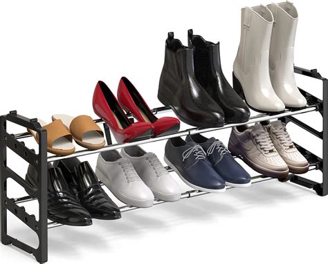 Amazon.com: kiplant 2-Tier Shoe Rack for Closet, Expandable Metal Shoe ...