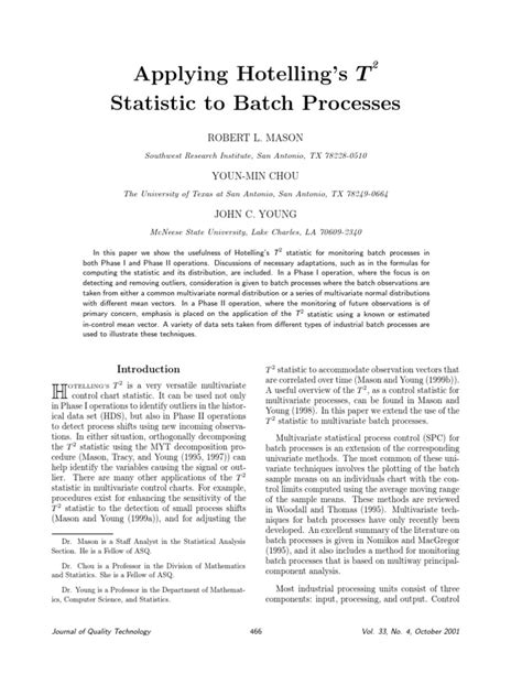 Image result for Hotelling T2 Statistical Model Example
