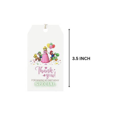 Super Girl And Mario Theme Birthday Favour Tags (2 x 3.5 inches/250 GS ...