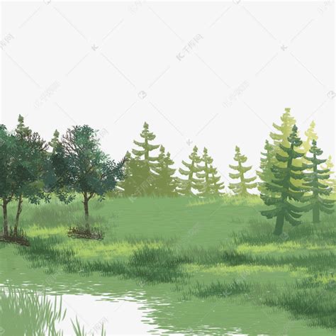 美丽风景绿油油的小草树木素材图片免费下载-千库网