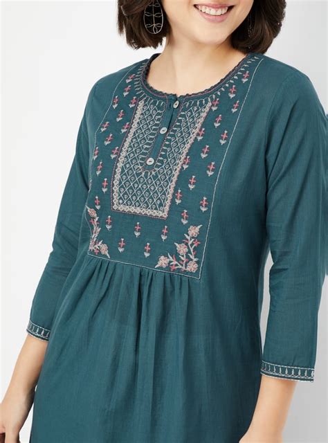 Buy Women Yoke Embroidered Straight Kurta Online at just Rs. 599.0 ...