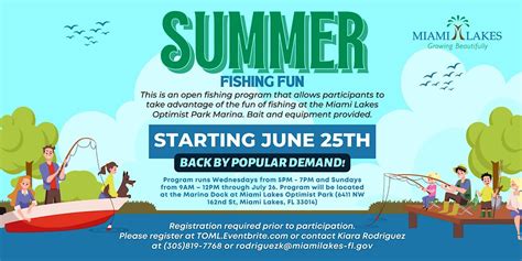 Summer Open Fishing Fun, Miami Lakes Optimist Park, 25 June 2023 ...