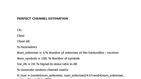 Perfect Channel Estimation: Parameters, MSE, and Matrix Analysis - Studocu