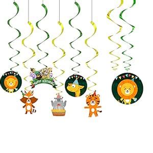 Zyozi™ 6 Pcs Character 6 Pcs Swirls Jungle Animals Hanging Swirl ...