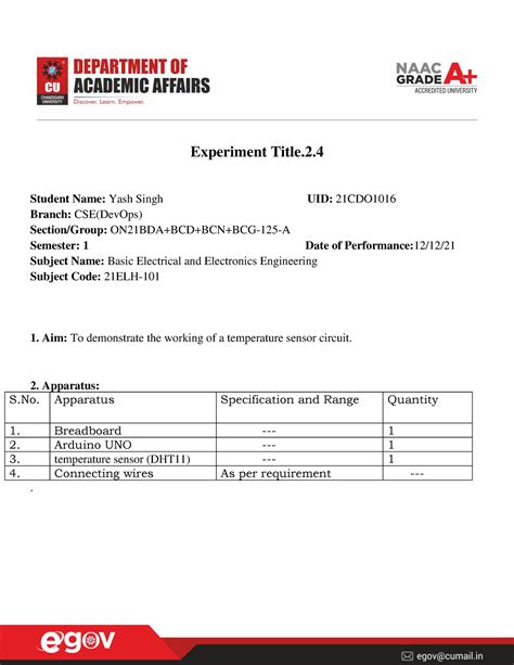 Beee EXP 2.4-converted - Experiment Title. Student Name: Yash Singh UID ...