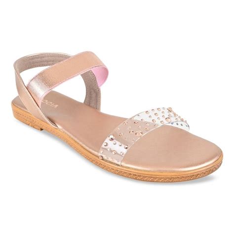Buy ROCIA Regal By Rose Gold Women Solid Vinyl Studded Flats Online