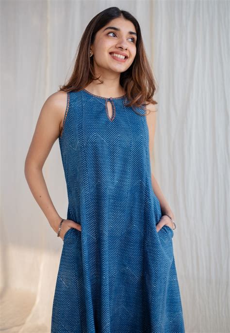 Indian Ethnic Women's Nafrin Dabu Cotton Hand Embroidered Dress – THE ...