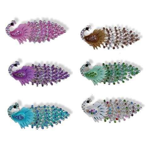 Buy jkbjk peacock hair stone clips for women Stylish peacock hair clip ...