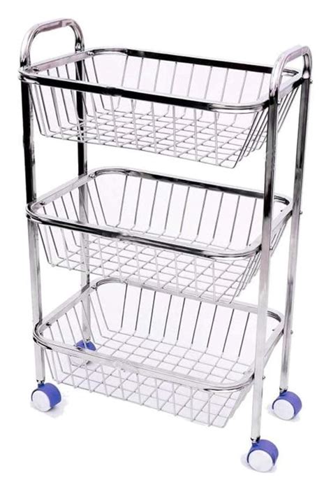 Buy KORTEX S.S 3 Layer Kitchen Trolley Portable Modern Storage Rack ...