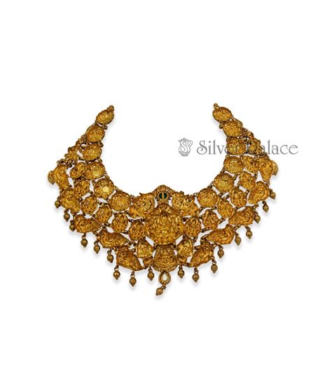 Silver Anite Collection Gold Polished Lakshmi Design Necklace For Women ...