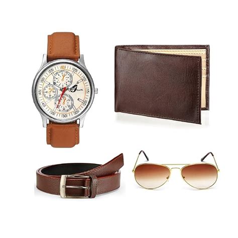 ARUM Genuine Leather Men Accessories Combo | Men's Brown Wallet with ...