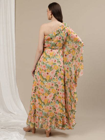 Maternity One Shoulder Maxi Dress- Peach