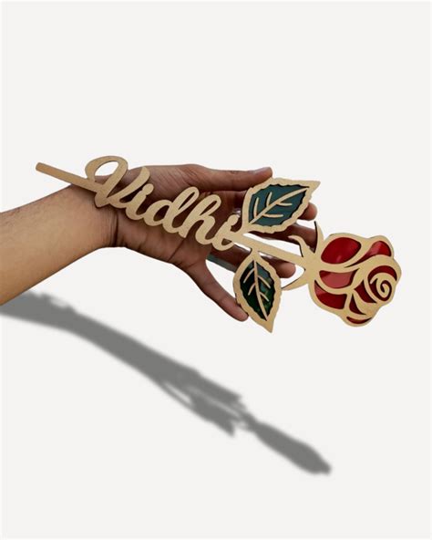 Personalized Name on Wooden Rose Stick - Romantic Gift – Rainvas