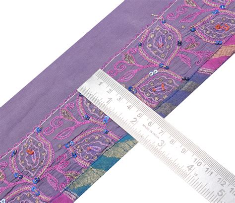 Sushila Vintage Purple Saree Border Indian Craft Sewing Trim Beaded La