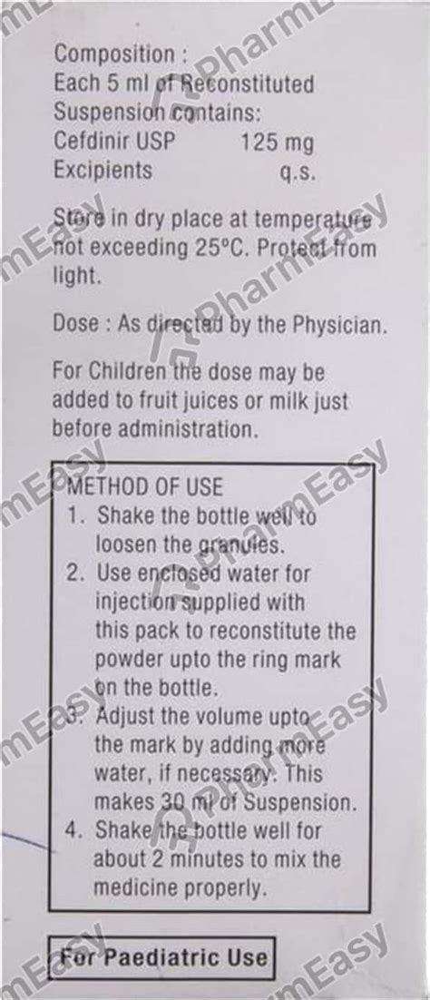 Buy Sefdin 125 MG Dry Suspension (30) Online at Flat 15% OFF | PharmEasy