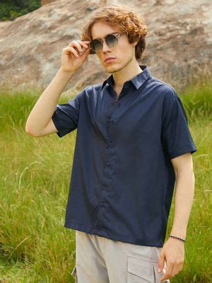 Buy Campus Sutra Mens Prussian Blue Satin Oversized Shirt (S) Online