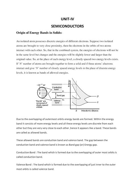 AP UNIT-IV-semiconductors - UNIT-IV SEMICONDUCTORS Origin of Energy ...