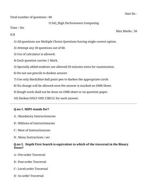 HPC Unit 1 MCQ Question Bank - High Performance Computing - SPPU - Studocu