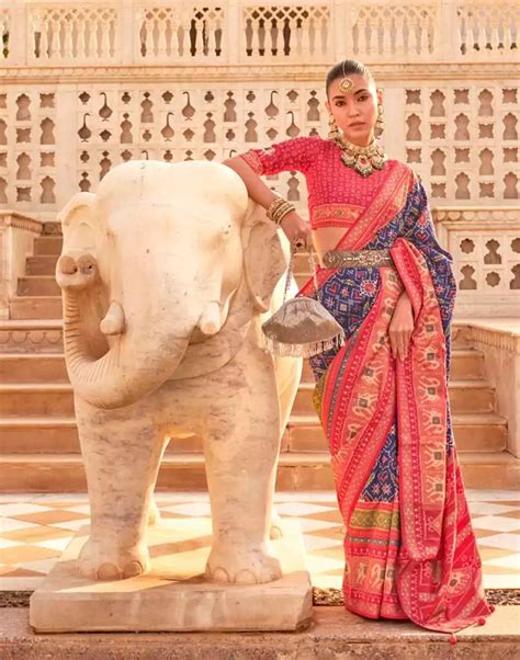 Blue Coloured Ikat Print Patola Saree – South India Shopping Mall
