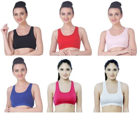 IMSA MODA Non-Padded Wirefree Medium Impact Sports Bra ( Pack Of 6 ...