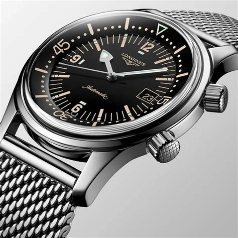 Longines Legend Diver Men Automatic Black Dial Analog Stainless Steel ...