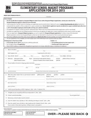 Fillable Online houstonisd ElEmEntary SCHOOl maGnEt PrOGramS aPPlIC ...