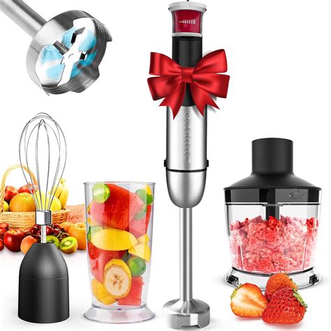 Buy Immersion Hand Blender, ZUUKOO KITCHEN 800W 4-in-1 Immersion ...